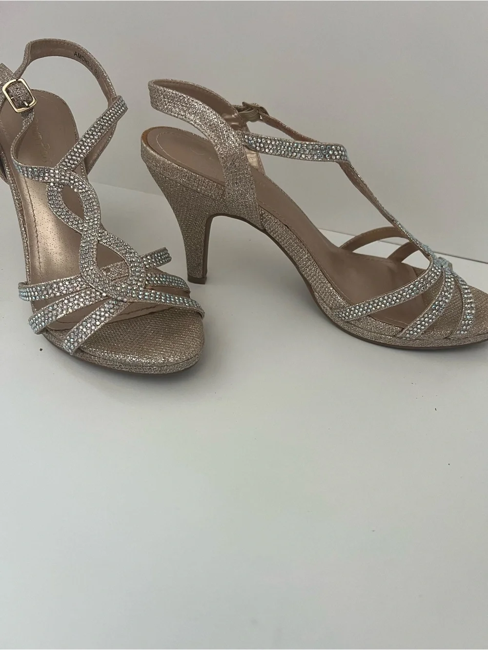 Dream Pairs Gold Rhinestone Strappy Heels